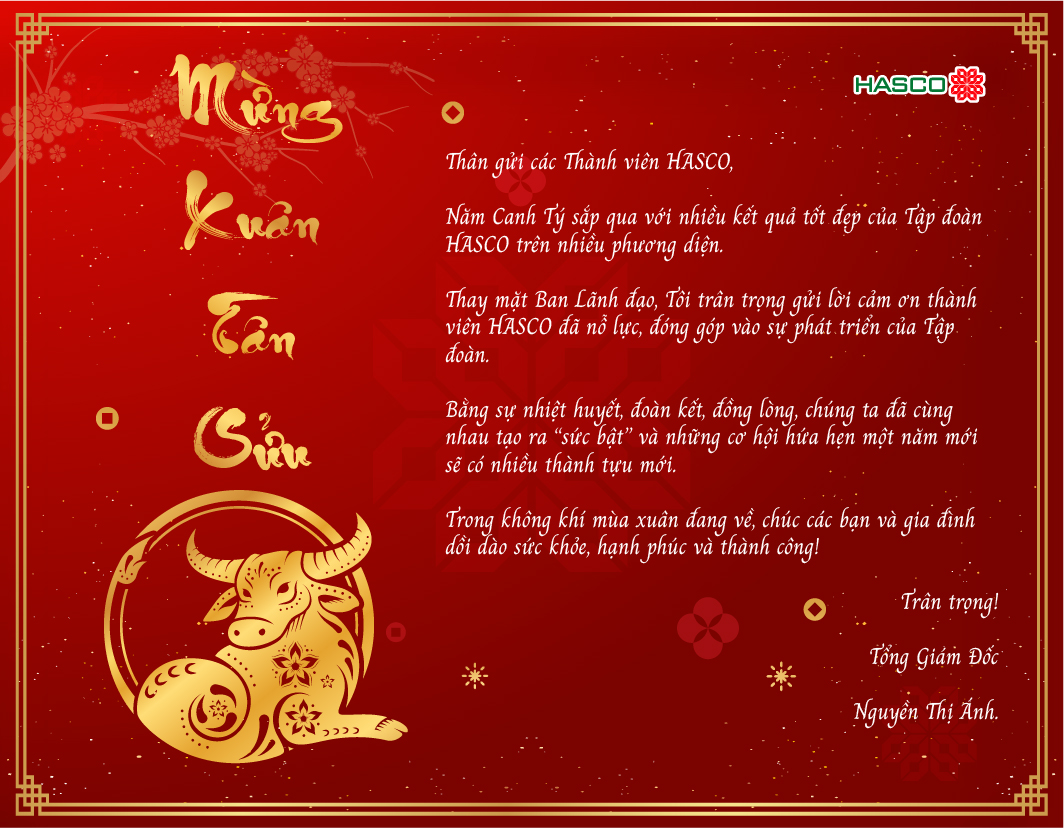 Thư chúc Tết Tân Sửu của Tổng Giám Đốc Hasco Holdings